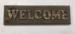 Grey Weathered Stain Oak Welcome Sign