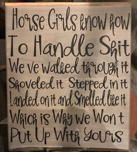 Hand Painted "Horse Girl" Meme Pine Plaque