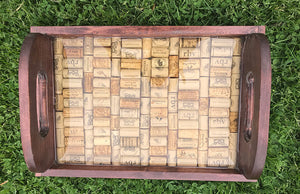Wine Cork Mahogany Stained Serving Tray