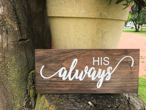 Pine Stained Wedding His and Her Wood Plaques