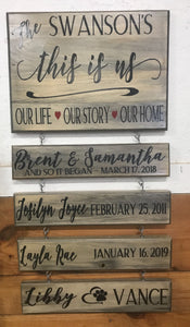 Custom This is Us Family Pine Plaque